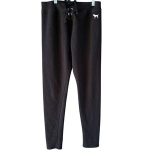 Victoria’s Secret PINK Y2K Lace Up Jogger Sweatpants Dog Logo Black Medium
